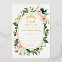 15e anniversaire Gold Pink Butterfly Floral