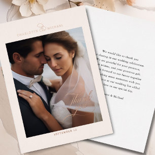 Invitation En Aluminium 1 Photo, Rose-Gold-Foil, MERCI !