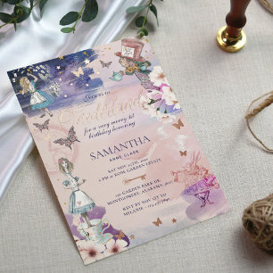 Invitation En Aluminium 1er anniversaire à Onederland Magique Wonderland
