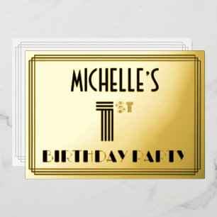 Invitation En Aluminium 1ère fête d'anniversaire — Art Déco Style "1" & No