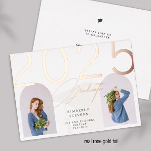 Invitation En Aluminium 2023 Graduate élégante fille coutume 2 photos fête