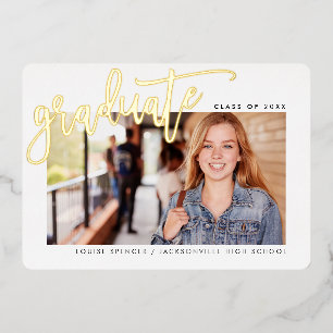 Invitation En Aluminium 2025 GRAD photo calligraphie moderne superposition