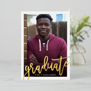 Invitation En Aluminium 2025 GRADUATE photo moderne script or