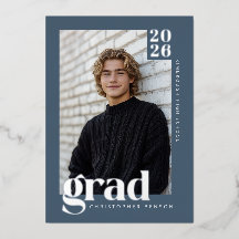 2026 Modern Blue 4 Photo Graduation Silver