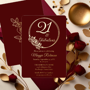 Invitation En Aluminium 21 ans et Fabuleux 21e Anniversaire Tamponné