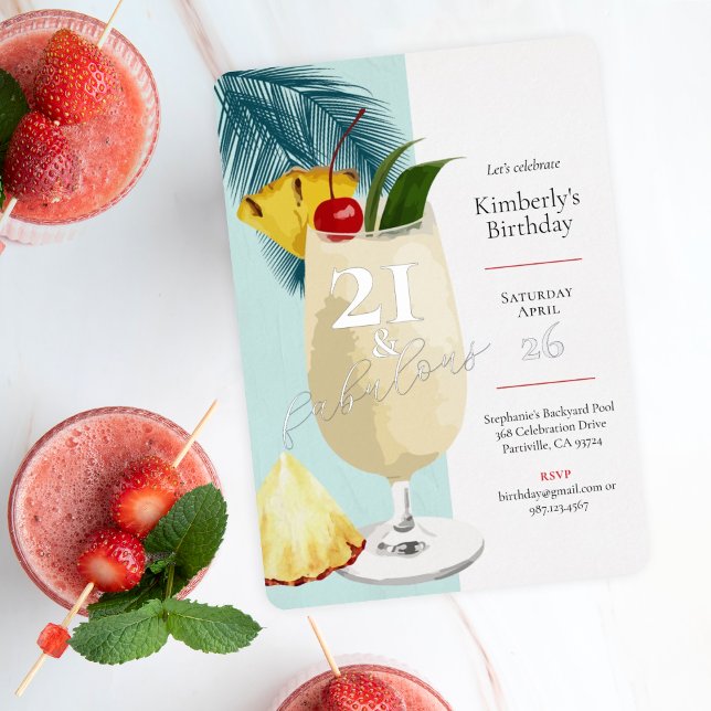 Invitation En Aluminium 21e anniversaire Summer Green Cocktail Party (Créateur téléchargé)