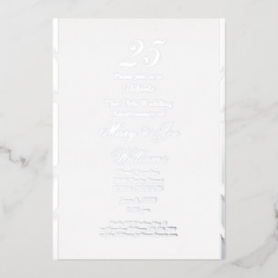 Invitation En Aluminium 25 ans Jubilé Anniversaire du 25e Mariage