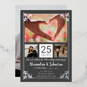 Invitation En Aluminium 25e anniversaire de Mariage avec cadre