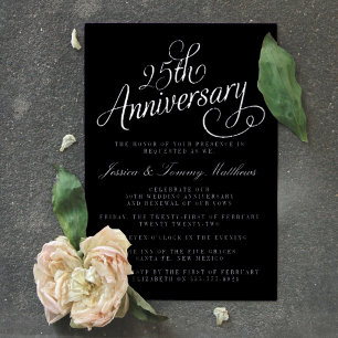 Invitation En Aluminium 25e anniversaire Mariage d'argent réel