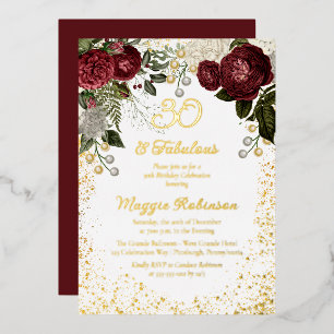 Invitation En Aluminium 30 ans et Fabuleux Fête d'anniversaire Glam Rose F