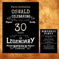 30e Anniversaire Légendaire Noir Or Rétro