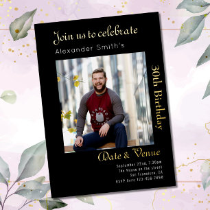 Invitation En Aluminium 30e Anniversaire Noir Or