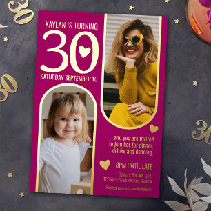 Invitation En Aluminium 30ème deux arches anniversaire coeur d'or rose pro
