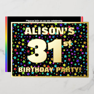 Invitation En Aluminium 31e fête d'anniversaire — Amusant, Colorful Stars