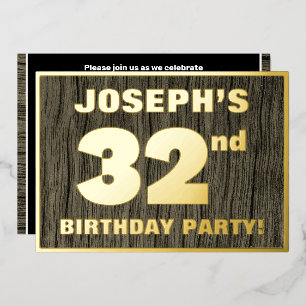 Invitation En Aluminium 32e fête d'anniversaire : Gras, Motif de grains de