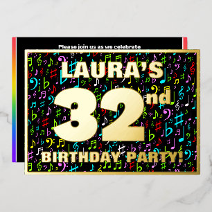 Invitation En Aluminium 32e fête d'anniversaire — Symboles de musique amus