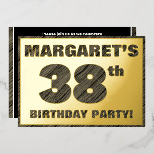 Invitation En Aluminium 38e fête d'anniversaire — Bold, Faux Wood Grain Te