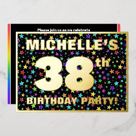 Invitation En Aluminium 38e fête d'anniversaire — Motif d'étoiles amusante