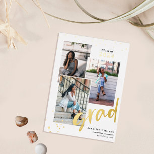 Invitation En Aluminium 3 Photo Elegant Chic Foil Annonces De Graduation