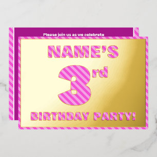 Invitation En Aluminium 3e fête d'anniversaire — Audacieux, amusant, rayur