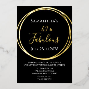 Invitation En Aluminium 40e anniversaire 40 et Fabulous Black Gold