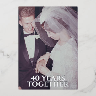 Invitation En Aluminium 40e Anniversaire de Mariage Argent & Photo