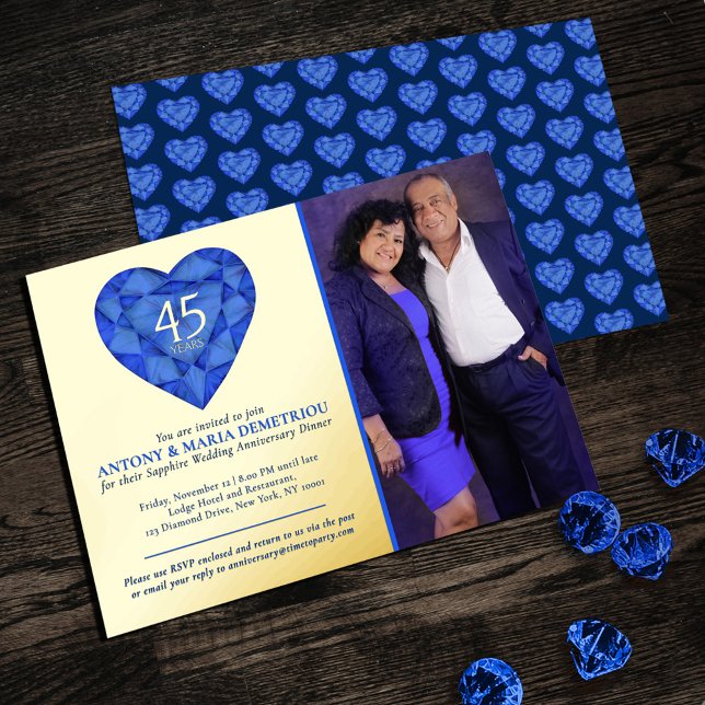 Invitation En Aluminium 45e Sapphire bleu Mariage Anniversaire photo du co (Créateur téléchargé)