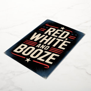Invitation En Aluminium 4 juillet Booze Blanc rouge et Booze