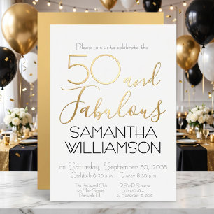 Invitation En Aluminium 50 ans et Fabuleux 50e Anniversaire Fête Élégant N