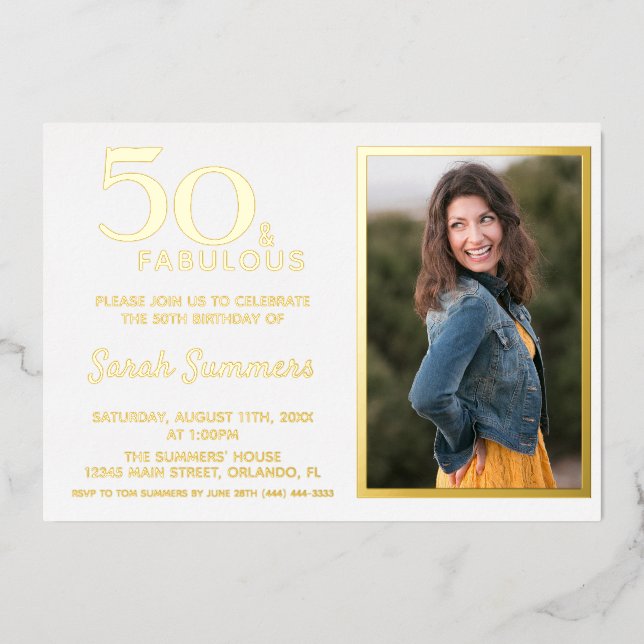 Invitation En Aluminium 50 et fabuleux Rose Gold Elegant Anniversaire (Recto)