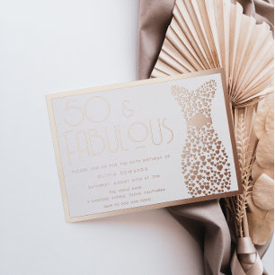 Invitation En Aluminium 50 & Fabuleux ! Rose Gold Gown 50e fête d'annivers
