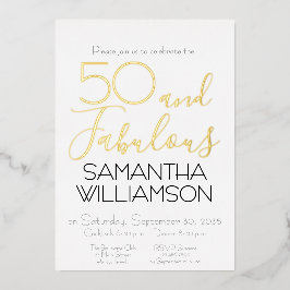 Invitation En Aluminium 50 & Fabulous 50th Birthday Party Black Elegant