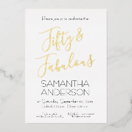 Invitation En Aluminium 50 & Fabulous Black Elegant 50th Birthday Party 