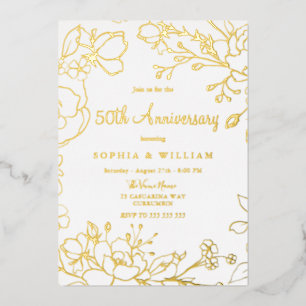 Invitation En Aluminium 50e anniversaire du Mariage d'or réel