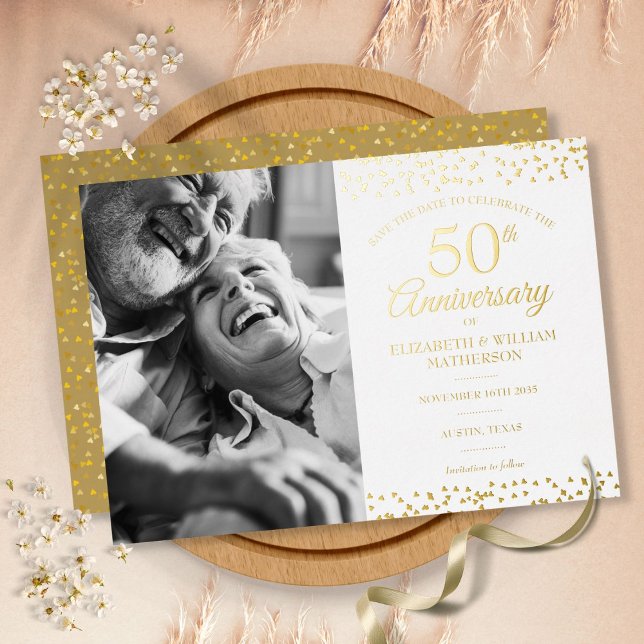 Invitation En Aluminium 50e anniversaire du Mariage Photo Enregistrer la d (Créateur téléchargé)