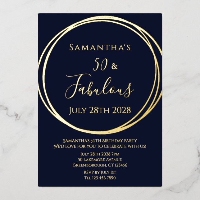 Invitation En Aluminium 50e anniversaire Marine Real Gold (Recto)