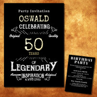 50e Anniversaire Né Légendaire Or Noir Rétro