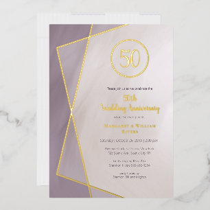 Invitation En Aluminium 50e anniversaire prune atténué avec or