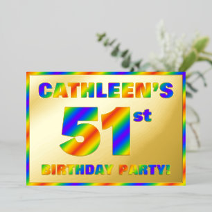 Invitation En Aluminium 51e fête d'anniversaire — Amusant, Rainbow Spectru