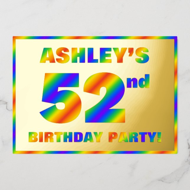 Invitation En Aluminium 52e fête d'anniversaire — Amusant, Rainbow Spectru (Recto)