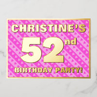 52e fête d'anniversaire — Coeurs et rayures roses