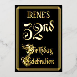 Invitation En Aluminium 52e fête d'anniversaire — Script fantaisie et nom 