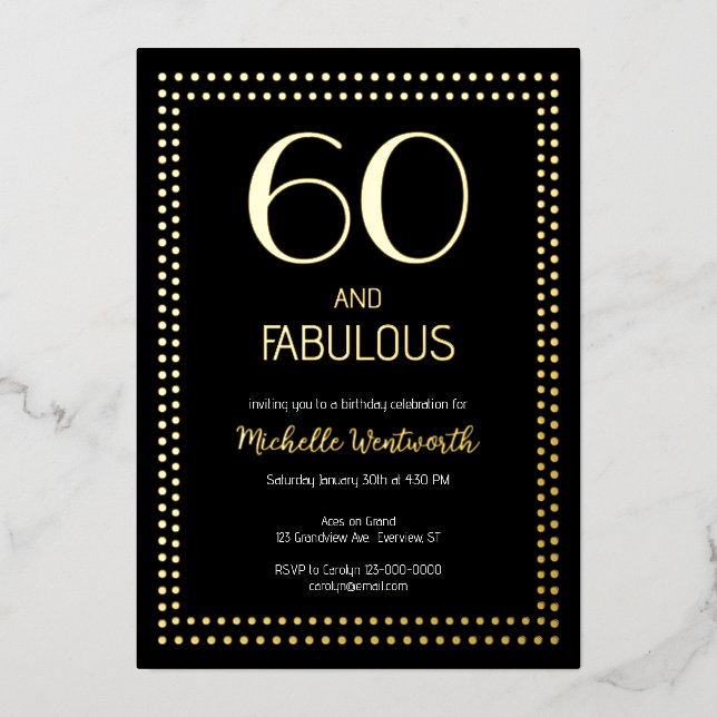 Invitation En Aluminium 60 and Fabulous Elegant Sixtieth Birthday Party (Recto)