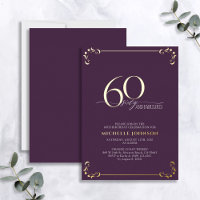 60 & Fabuleux Purple & Gold Calligraphy Anniversai