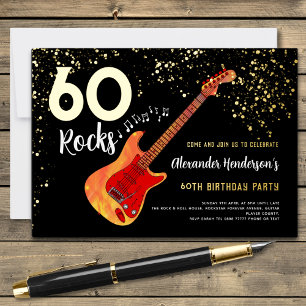 Invitation En Aluminium 60 Rocks Fête d'anniversaire 60 ans Or