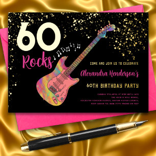 Invitation En Aluminium 60 Rocks Fête d'anniversaire 60 ans Rose Or