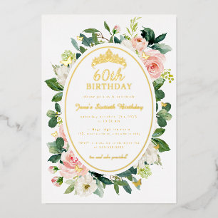 Invitation En Aluminium 60e anniversaire Gold Pink Butterfly Floral