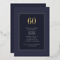 60e anniversaire minimal élégant cadre d'or foncé