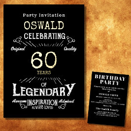 Invitation En Aluminium 60e anniversaire Né légendaire Black Gold Retro
