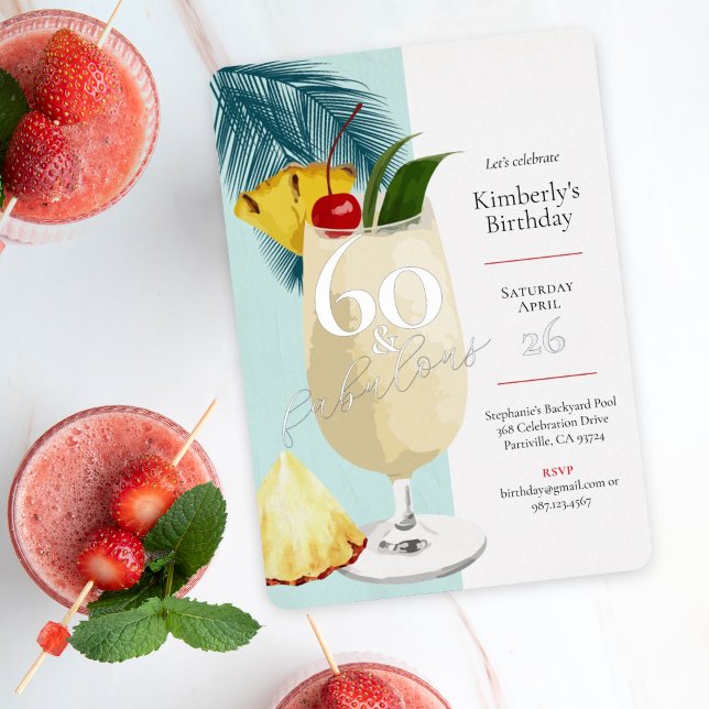 Invitation En Aluminium 60e anniversaire Summer Green Cocktail Party (Créateur téléchargé)